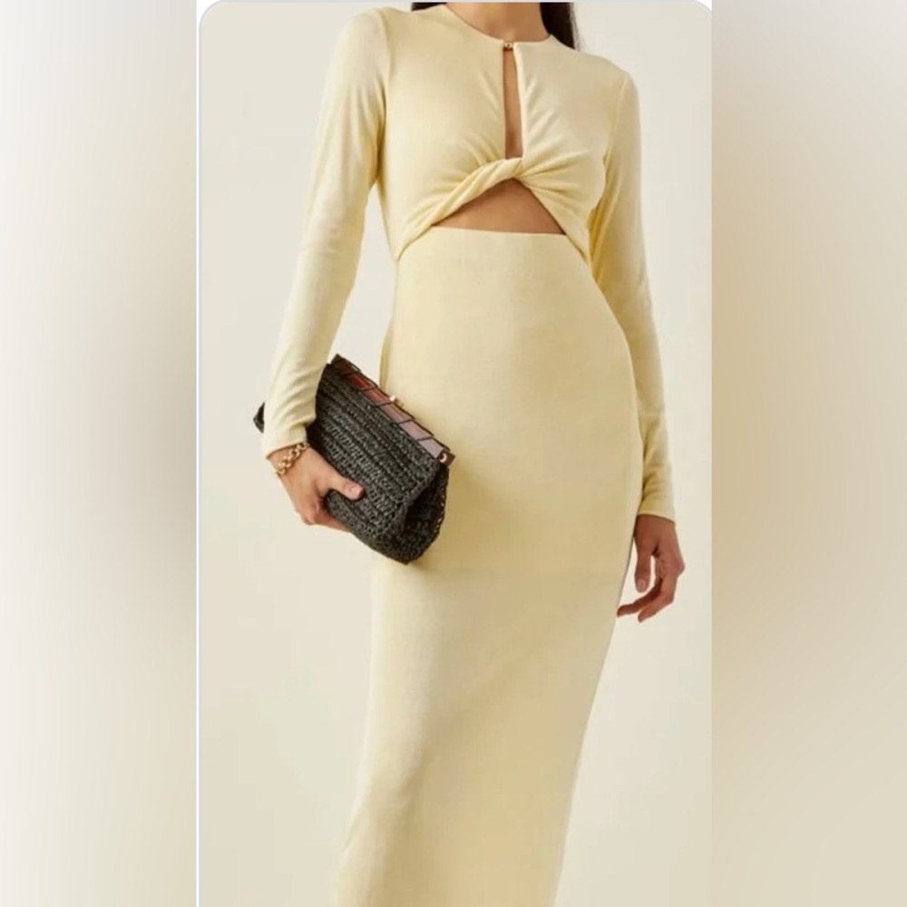 NWT- Significant Other long sleeve cutout maxi. Size 4.  Color pale yellow
